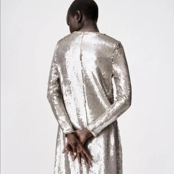 ZARA silver sequin dress - Picture 3 of 6